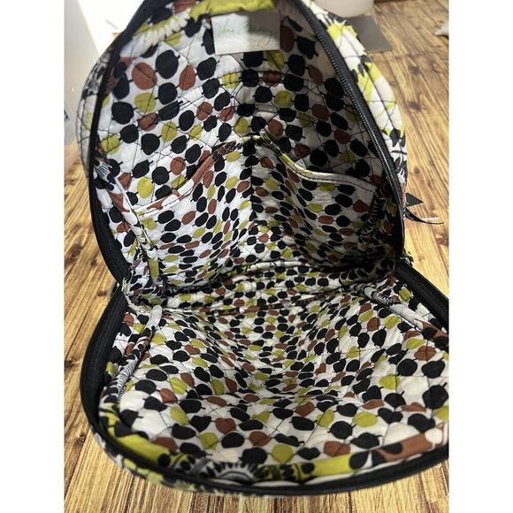 Vera Bradley Quilted Backpack Floral Zipper Pockets Green & Brown - Picture 10 of 13